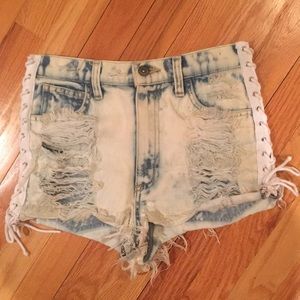 Carmar lace-up denim shorts